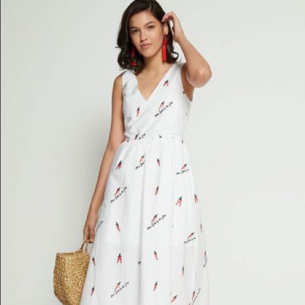 Endless Rose Chili Embroidered Midi Dress